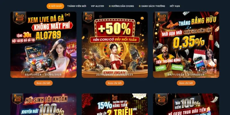 ALO789 VI VN - Mega Live Đá Gà alo789.com T10/2026 5 Tổng hợp các khuyến mãi nổi bật hiện hành tại Alo789